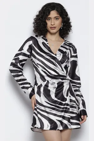 NA-KD Animal Print Satin Wrap Mini Dress