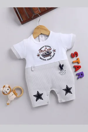 Moms Love Infant Boys Pure Cotton Romper with Applique Detail