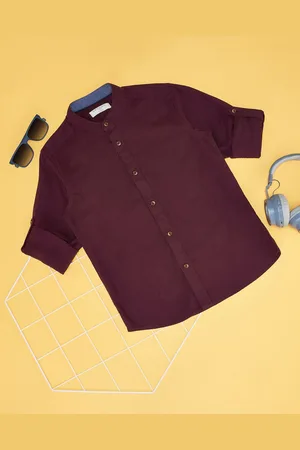 Pantaloons Boys Spread Collar Solid Cotton Casual Shirt