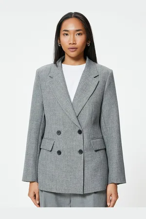 Koton Women Solid Lapel Collar Tailored Jacket