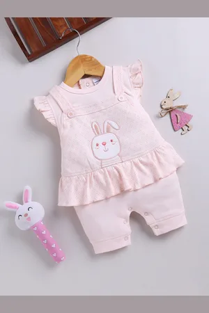 Moms Love Infant Girls Cotton Rompers with Applique Detail