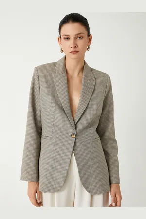 Koton Women Checked Longline Tailored Jacket