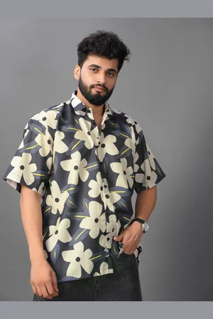 Brown brothers Unisex Spread Collar Floral Printed Cotton Oversized Casual Shirt