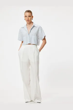 Koton Women Spread Collar Vertical Striped Casual Shirt