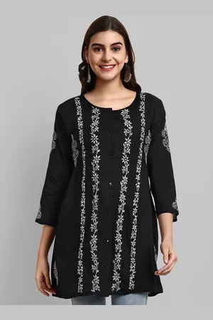ADAM Co. Women Floral Embroidered Side Slits Kurti