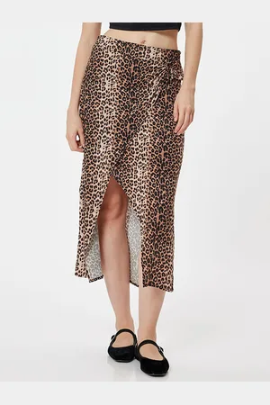 Koton Women Animal Printed Straight Midi Skirts
