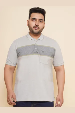 John Pride Men Plus Size Colourblocked Polo Collar Pocket Cotton T-shirt