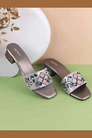 Metro Women Open Toe Block Heels Sandals With Western - Embellished