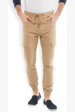 LocoMotive Men Khaki Solid Slim Fit Joggers