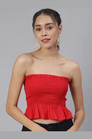 Cation Smocked Tube Crop Top