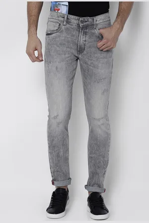 LocoMotive Men Grey Slim Fit Mid-Rise Low Distress Stretchable Jeans