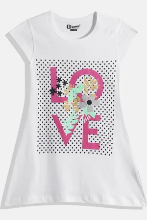 Eteenz Girls Premium Cotton Typography Printed A-Line Dress