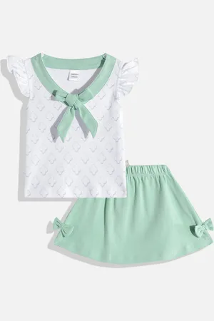 Moms Love Infant Girls Pure Cotton Printed Top with Skirt