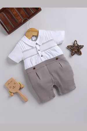 Moms Love Infant Boys Pure Cotton Colourblocked Rompers