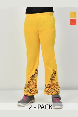 BAESD Pack of 2 Girls Floral Printed Knitted Palazzos