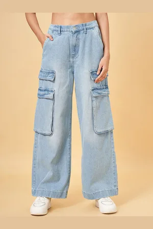 PEOPLE Women Relaxed Fit Mid-Rise Pur Cotton Jeans