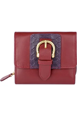 Hidesign Women Maroon Solid Leather Three Fold Wallet