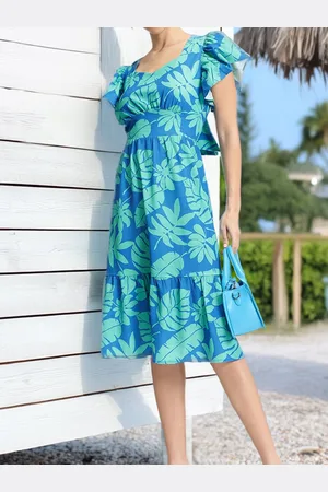 DressBerry Palm Party Ruffle Paradise A-Line Dress