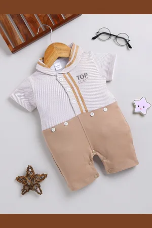 Moms Love Infant Boys Pure Cotton Colourblocked Rompers