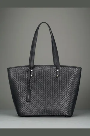 Mast & Harbour PU Oversized Structured Shoulder Bag with Cut Work