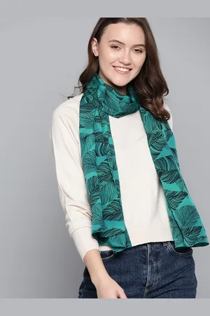 Mast & Harbour Women Green & Black Leaf Printed Stole