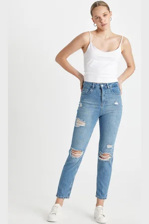 DeFacto Women Skinny Fit High-Rise Cotton Highly Distressed Jeans