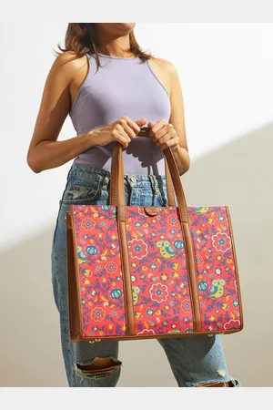 TEAL Floral Printed Oversized Tote Bag