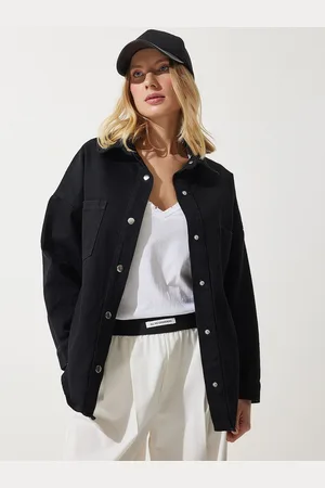 Happiness istanbul Women Solid Longline Pure Cotton Jacket