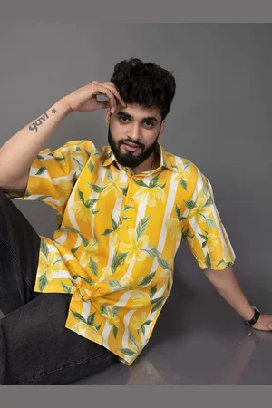 Brown brothers Unisex Spread Collar Floral Printed Cotton Oversized Casual Shirt