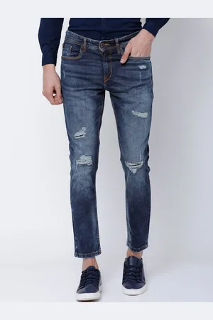 LocoMotive Men Blue Tapered Fit Mid-Rise Mildly Distressed Stretchable Jeans