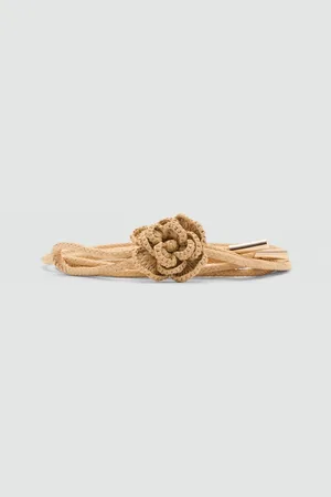 MANGO Women Braided Floral Belt