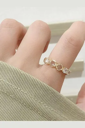 Salty Gold Plated Stone Studded Adjustable Finger Ring