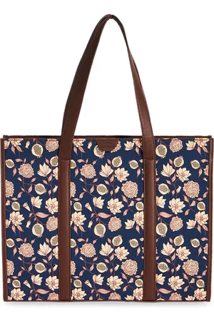 TEAL Floral Printed Shopper Handheld Bag