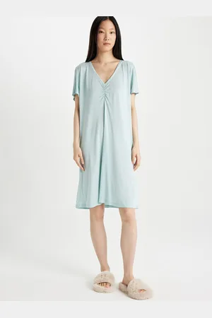 DeFacto Women Solid V-Neck Knee Length A-Line Dress