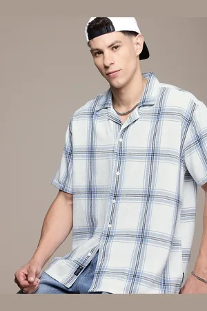Roadster The Life Co. Pure Cotton Relaxed Fit Checked Knitted Shirt