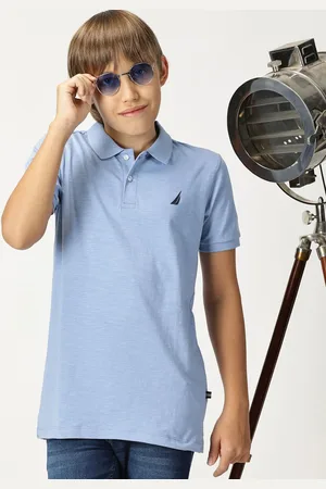 Nautica Boys Brand Logo Printed Polo Collar Cotton T-shirt