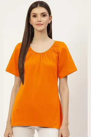BRINN Women Solid Round Neck Cotton Top