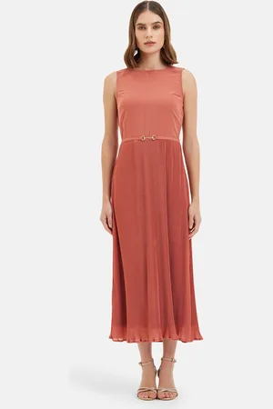 Kazo Round Neck Georgette A-Line Maxi Dress