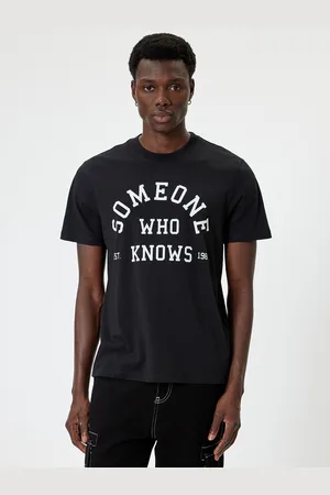 Koton Men Typography Printed Mandarin Collar Applique T-shirt