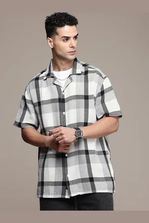 Roadster The Life Co. Pure Cotton Relaxed Fit Checked Knitted Shirt