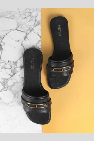 Metro Women Embellished Open Toe Flats