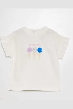 KIABI Girls Graphic Printed Extended Sleeves Round Neck T-shirt