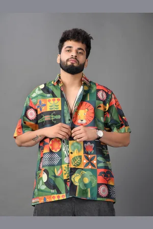 Brown brothers Unisex Spread Collar Abstract Printed Cotton Oversized Casual Shirt