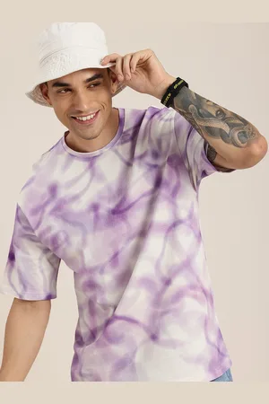 HERE&NOW Smudged Pattern Tie and Dye Drop-Shoulder Sleeves Pure Cotton T-shirt