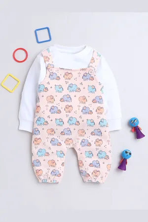 BUMZEE Girls Graphic Printed Cotton T-Shirt & Dungaree Set