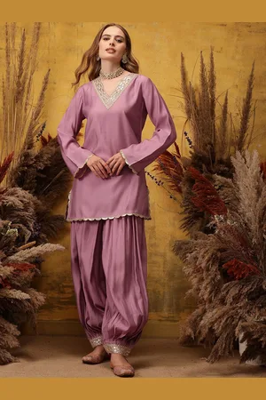 indo street V-Neck Straight Kurta With Trouser
