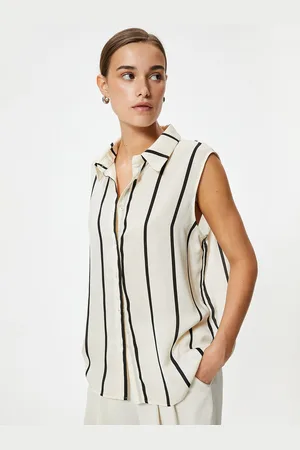 Koton Women Spread Collar Vertical Striped Casual Shirt