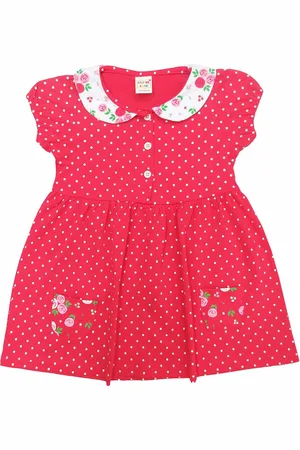 Clothe Funn Girls Polka Dot Cotton Peter Pan Collar Fit and Flare Dress