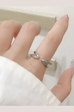Salty Silver-Plated Stone Studded Finger Ring