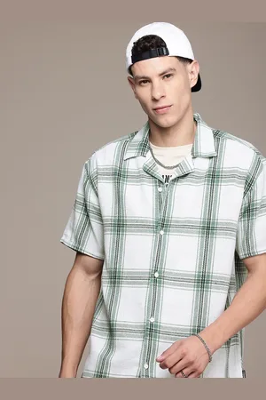 Roadster The Life Co. Pure Cotton Relaxed Fit Checked Knitted Shirt